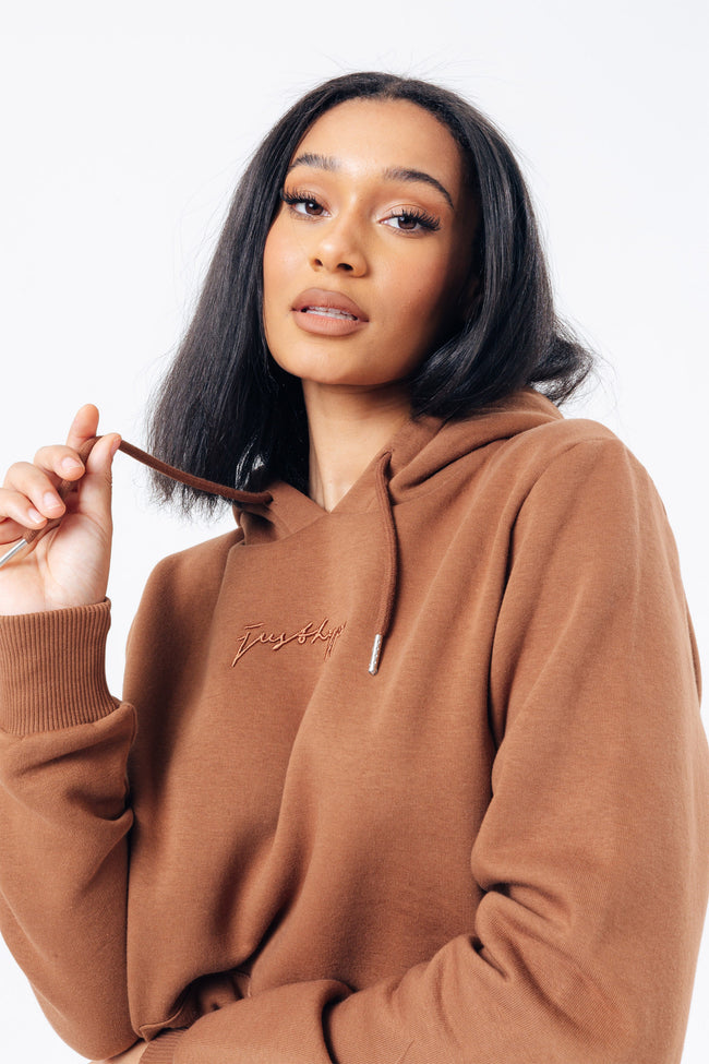 HYPE BROWN SCRIBBLE WOMEN'S PULLOVER HOODIE