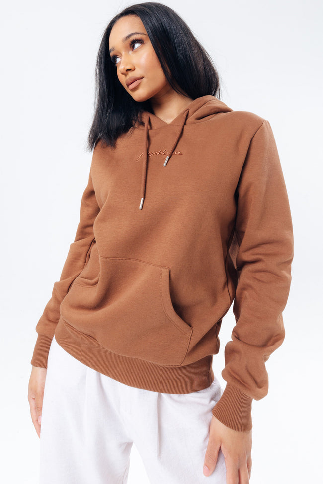 HYPE BROWN SCRIBBLE WOMEN'S PULLOVER HOODIE