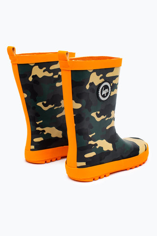 HYPE ORANGE CAMO KIDS WELLIES