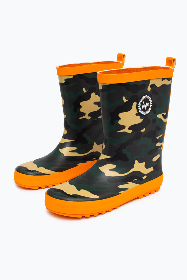 HYPE ORANGE CAMO KIDS WELLIES