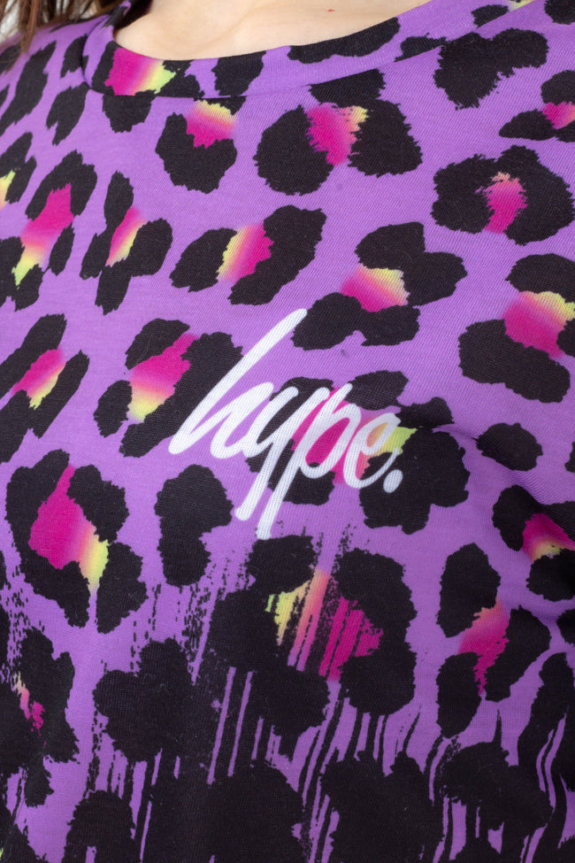 HYPE GIRLS FUNKY DRIP LEOPARD T-SHIRT