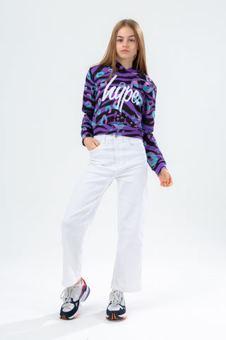 HYPE GIRLS FUNKY ZEB-PARD CROP HOODIE