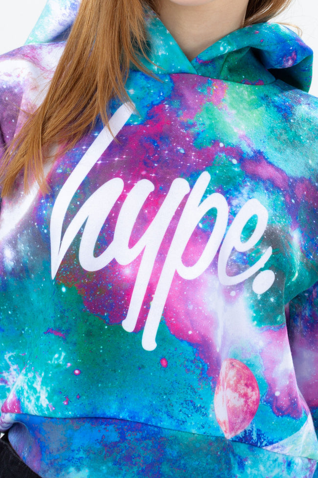 HYPE GIRLS TINY PASTEL MOONS CROP HOODIE