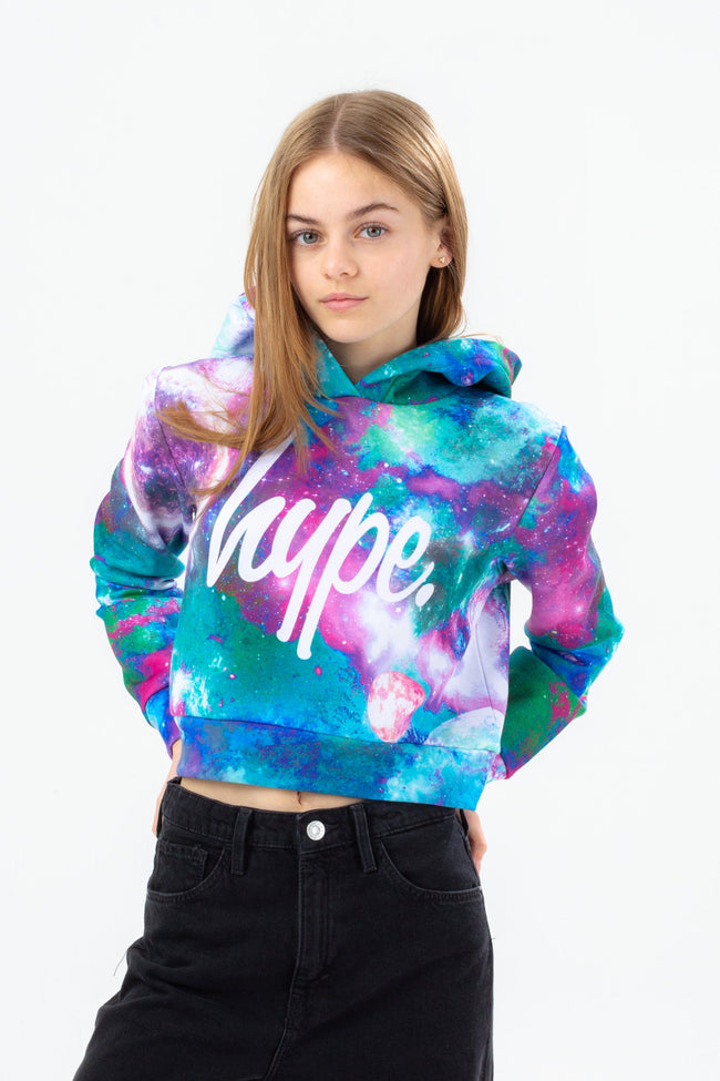 HYPE GIRLS TINY PASTEL MOONS CROP HOODIE