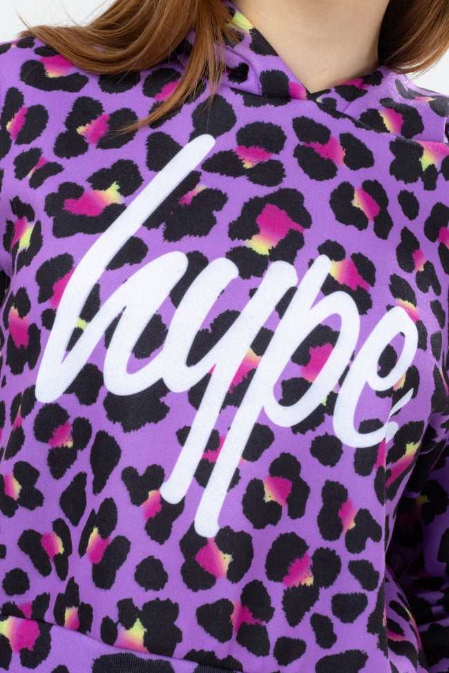 HYPE GIRLS FUNK LEOPARD CROP HOODIE