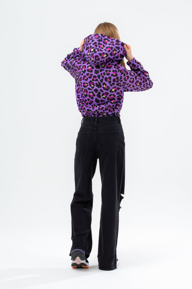 HYPE GIRLS FUNK LEOPARD CROP HOODIE