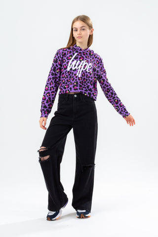 HYPE GIRLS FUNK LEOPARD CROP HOODIE