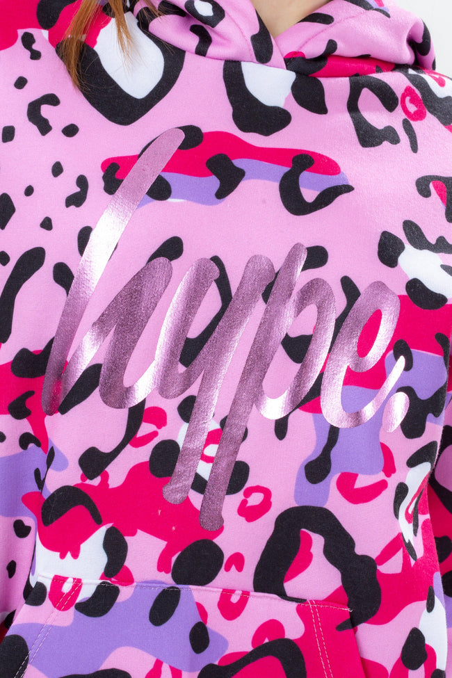 HYPE GIRLS LEOPARD PINK CAMO HOODIE