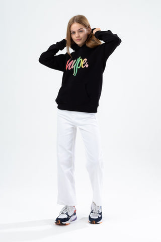 HYPE GIRLS PASTEL RAINBOW SCRIPT HOODIE