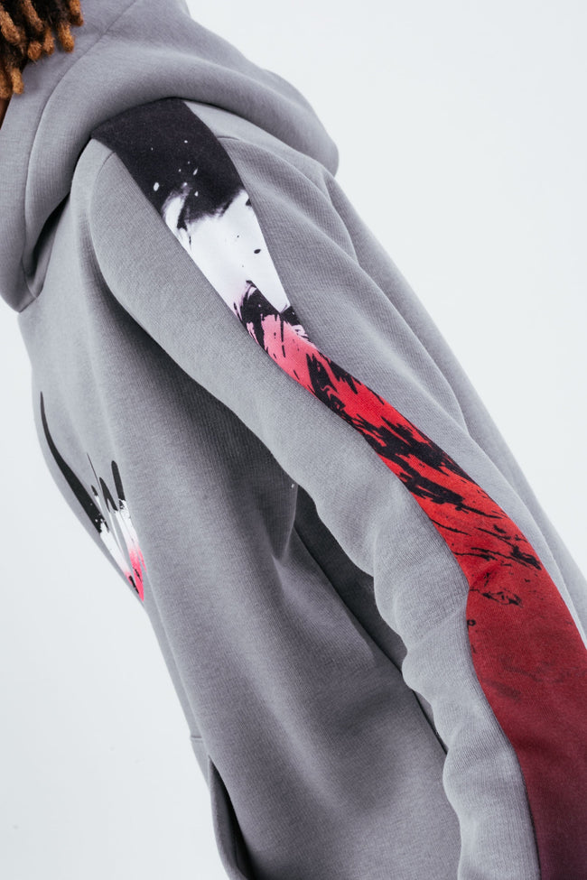 HYPE BOYS RED ORBITAL MARBLE SIDE HOODIE