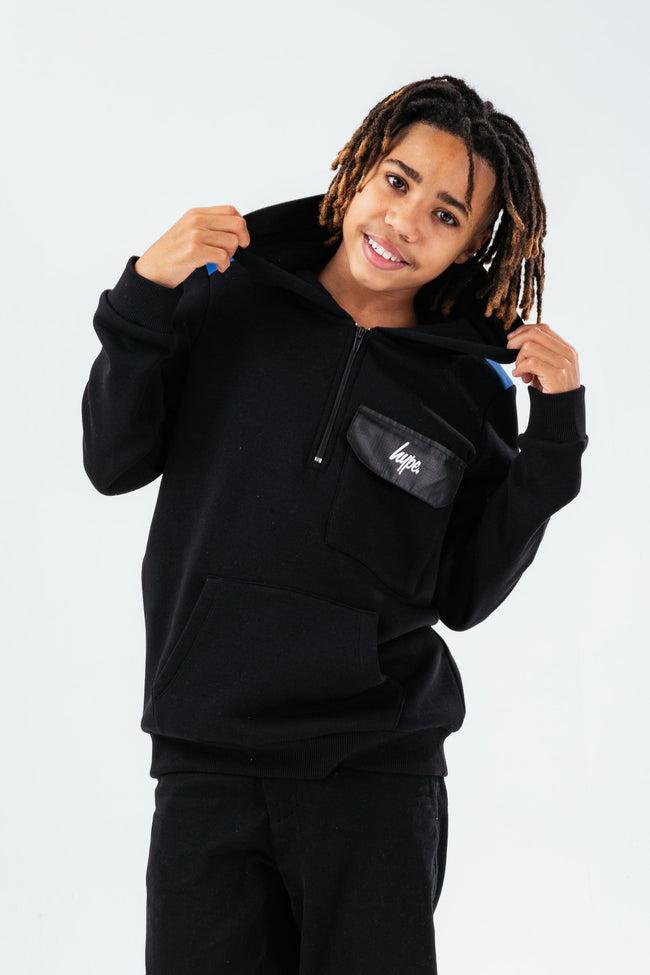 HYPE BOYS BLACK FLASH HALF ZIP HOODIE