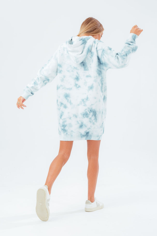 HYPE BLUE TIE DYE LONGLINE SCRIBBLE WOMEN'S HOODIE