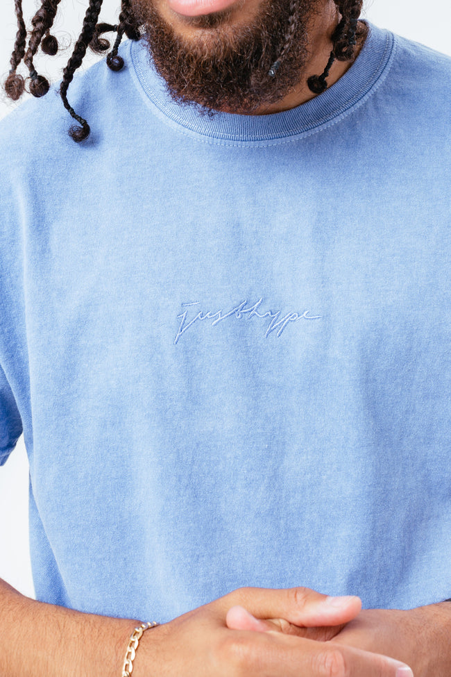 HYPE BLUE SCRIBBLE LOGO EMBROIDERY MEN'S T-SHIRT