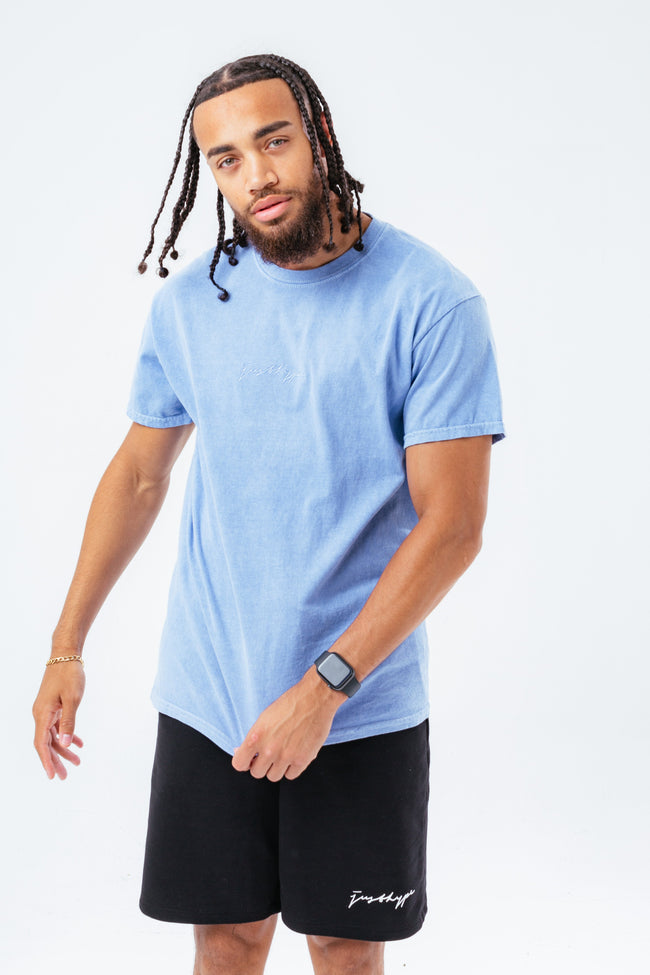 HYPE BLUE SCRIBBLE LOGO EMBROIDERY MEN'S T-SHIRT