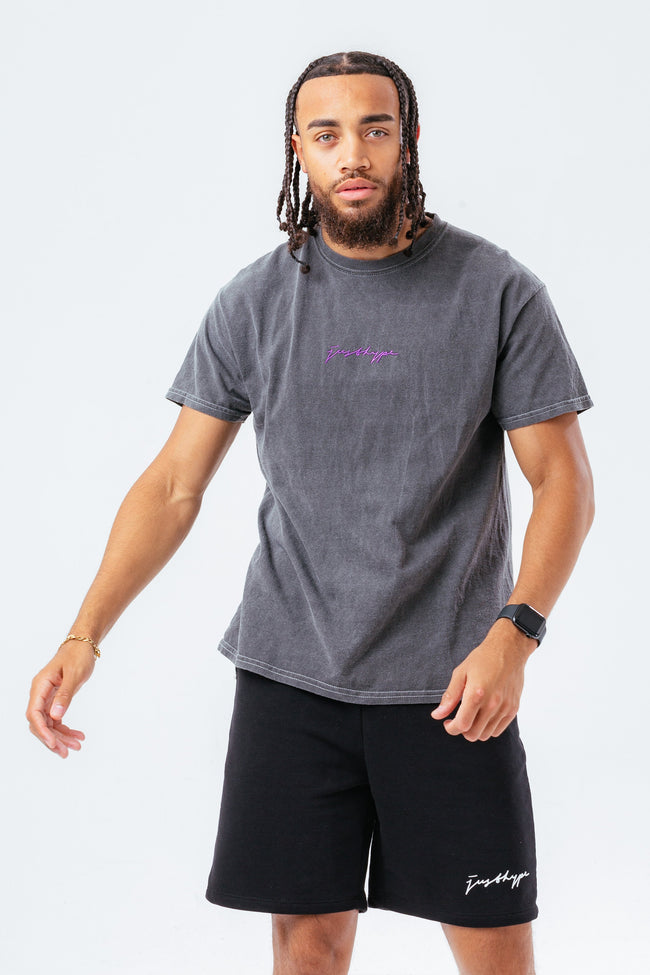 HYPE CHARCOAL SCRIBBLE LOGO EMBROIDERY MEN'S T-SHIRT