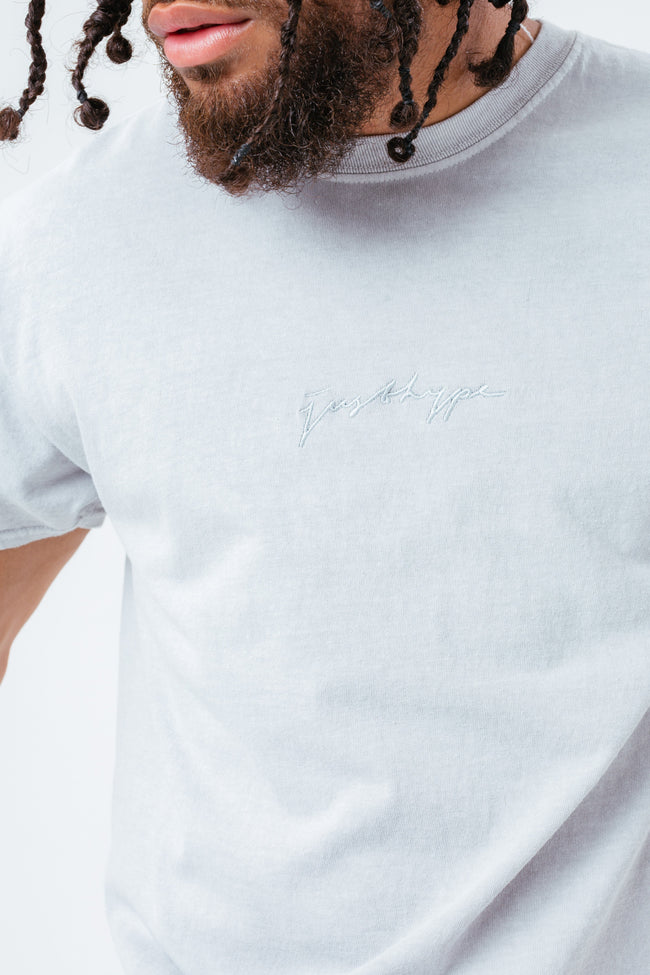 HYPE GREY SCRIBBLE LOGO EMBROIDERY MEN'S T-SHIRT