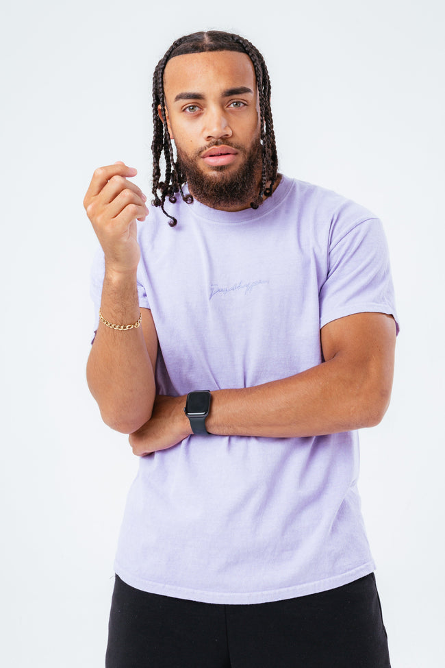 HYPE LILAC SCRIBBLE LOGO EMBROIDERY MEN'S T-SHIRT