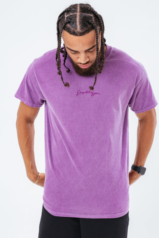 HYPE PURPLE SCRIBBLE LOGO EMBROIDERY MEN'S T-SHIRT