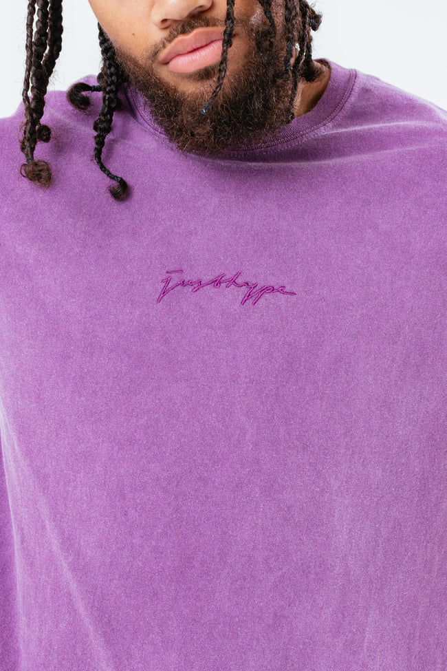 HYPE PURPLE SCRIBBLE LOGO EMBROIDERY MEN'S T-SHIRT