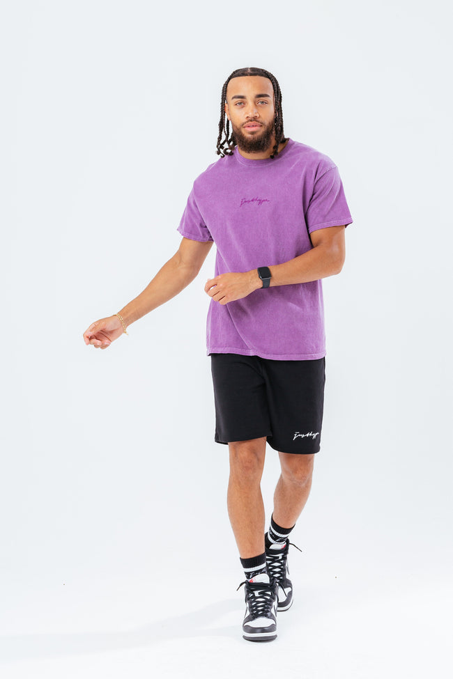 HYPE PURPLE SCRIBBLE LOGO EMBROIDERY MEN'S T-SHIRT