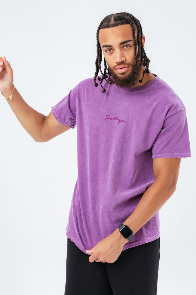 HYPE PURPLE SCRIBBLE LOGO EMBROIDERY MEN'S T-SHIRT