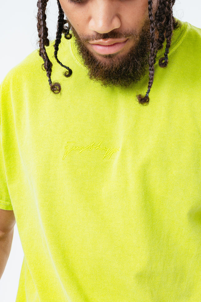 HYPE LIME SCRIBBLE LOGO EMBROIDERY MEN'S T-SHIRT