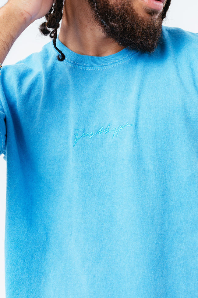 HYPE BLUE SCRIBBLE LOGO EMBROIDERY MEN'S T-SHIRT