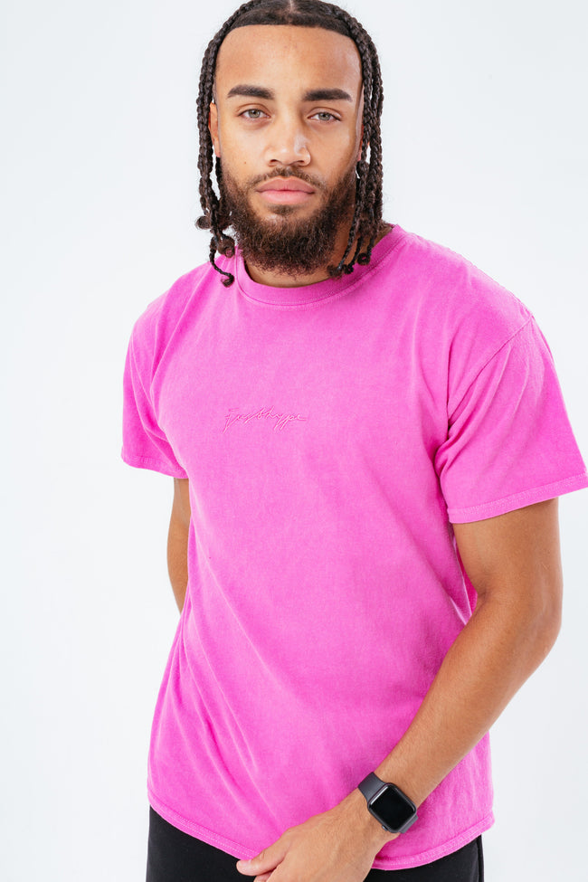 HYPE PINK SCRIBBLE LOGO EMBROIDERY MEN'S T-SHIRT