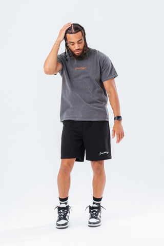 HYPE BLACK SCRIBBLE LOGO EMBROIDERY MEN'S T-SHIRT