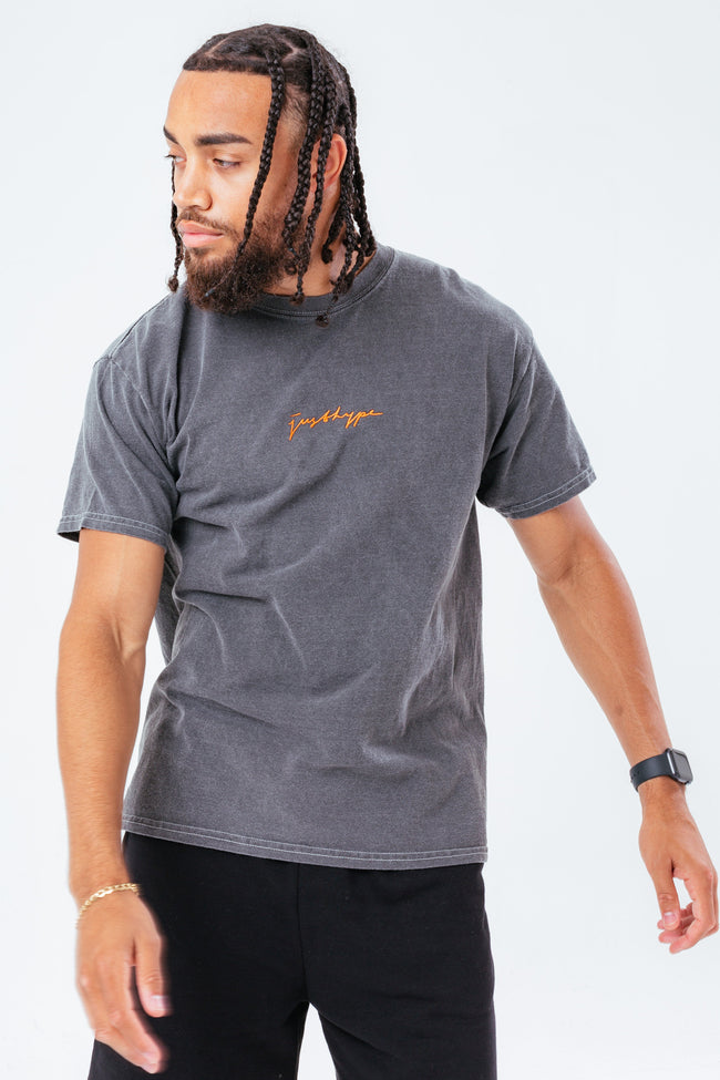 HYPE BLACK SCRIBBLE LOGO EMBROIDERY MEN'S T-SHIRT