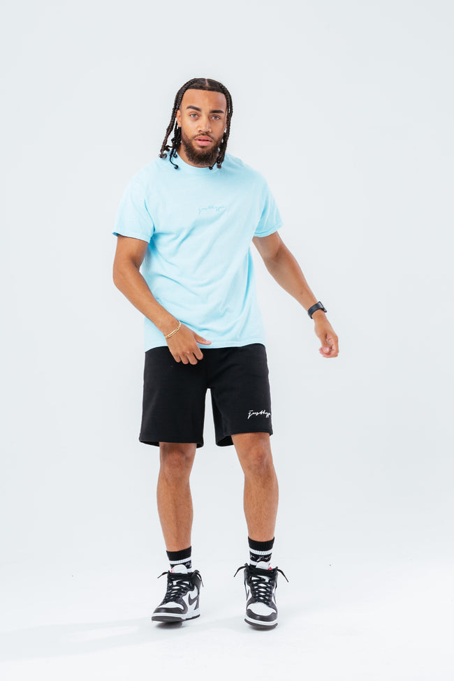 HYPE PALE BLUE SCRIBBLE LOGO EMBROIDERY MEN'S T-SHIRT