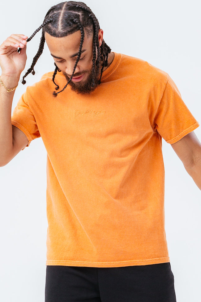 HYPE ORANGE SCRIBBLE LOGO EMBROIDERY MEN'S T-SHIRT