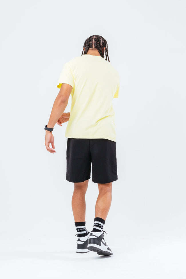 HYPE PALE YELLOW SCRIBBLE LOGO EMBROIDERY MEN'S T-SHIRT