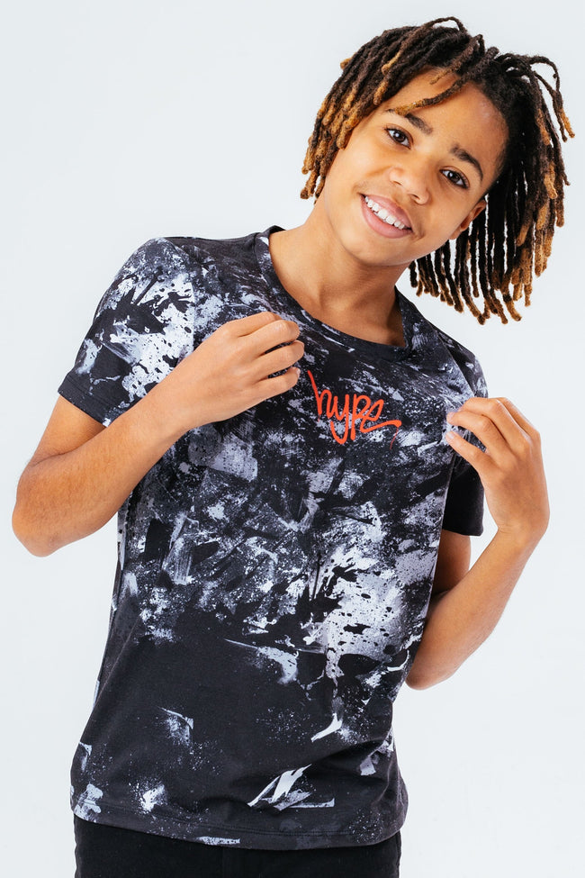 HYPE BLACK RED SCRIPT BOYS T-SHIRT