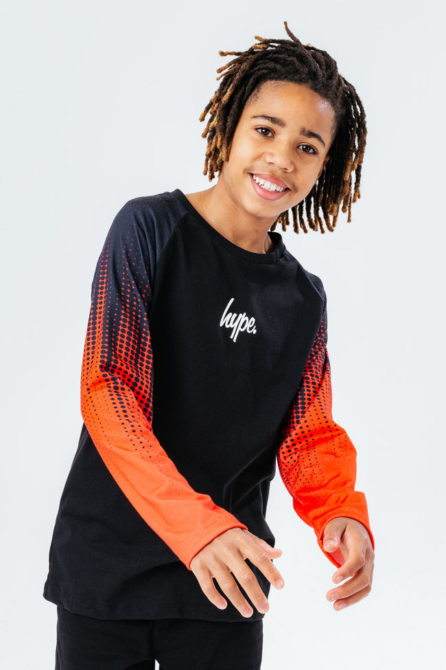 HYPE RED FADE SLEEVE BOYS L/S T-SHIRT