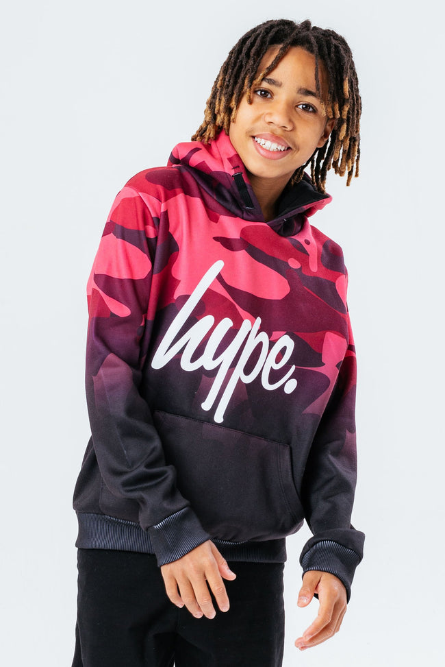 HYPE RED CAMO FADE BOYS HOODIE