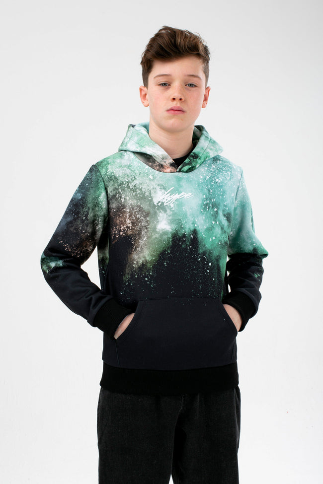 HYPE GREEN SMOKE BURST BOYS PULLOVER HOODIE