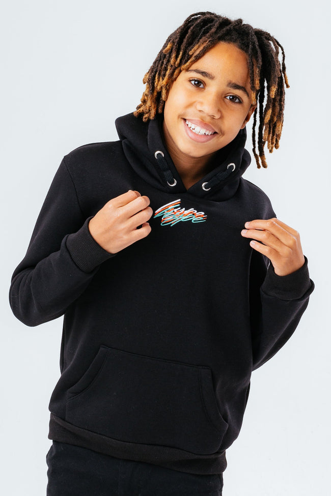 HYPE BLACK MULTI SCRIBBLE BOYS HOODIE