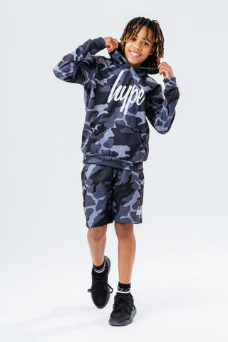 HYPE GREY CAMO SCRIPT BOYS HOODIE