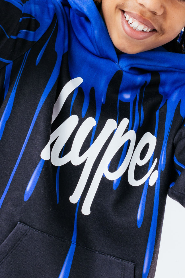 HYPE BOYS BLACK BLUE DRIP SCRIPT HOODIE