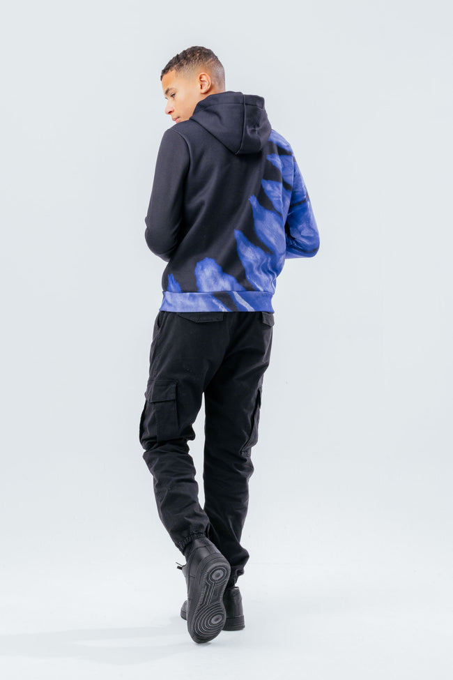 HYPE BOYS BLACK BLUE TIE DYE TRIPLE SCRIBBLE HOODIE