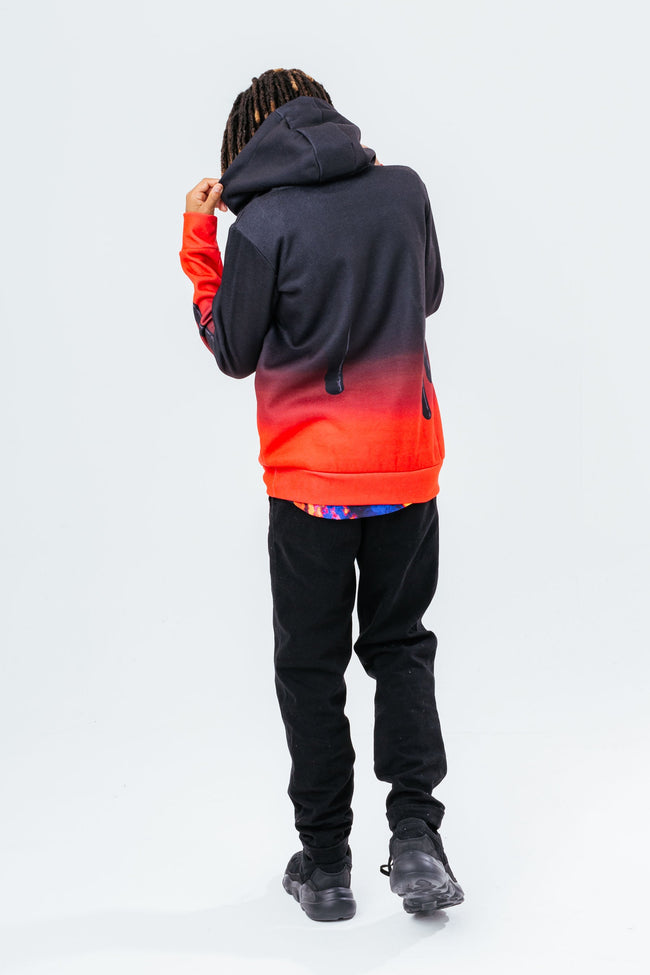 HYPE BOYS BLACK RED FADE SCRIBBLE HOODIE