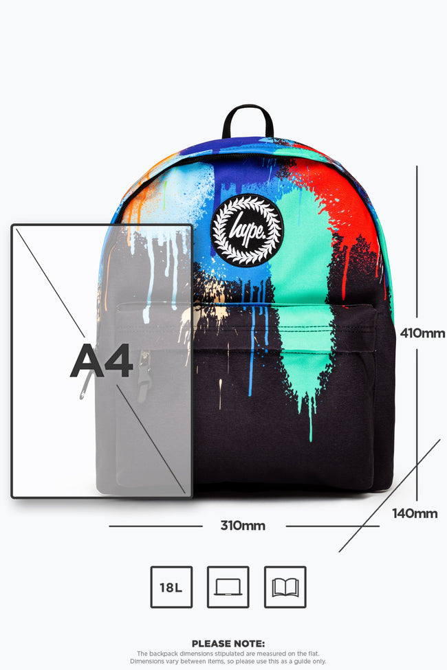 HYPE MULTI COLOURED GRAFFITI DRIP BACKPACK