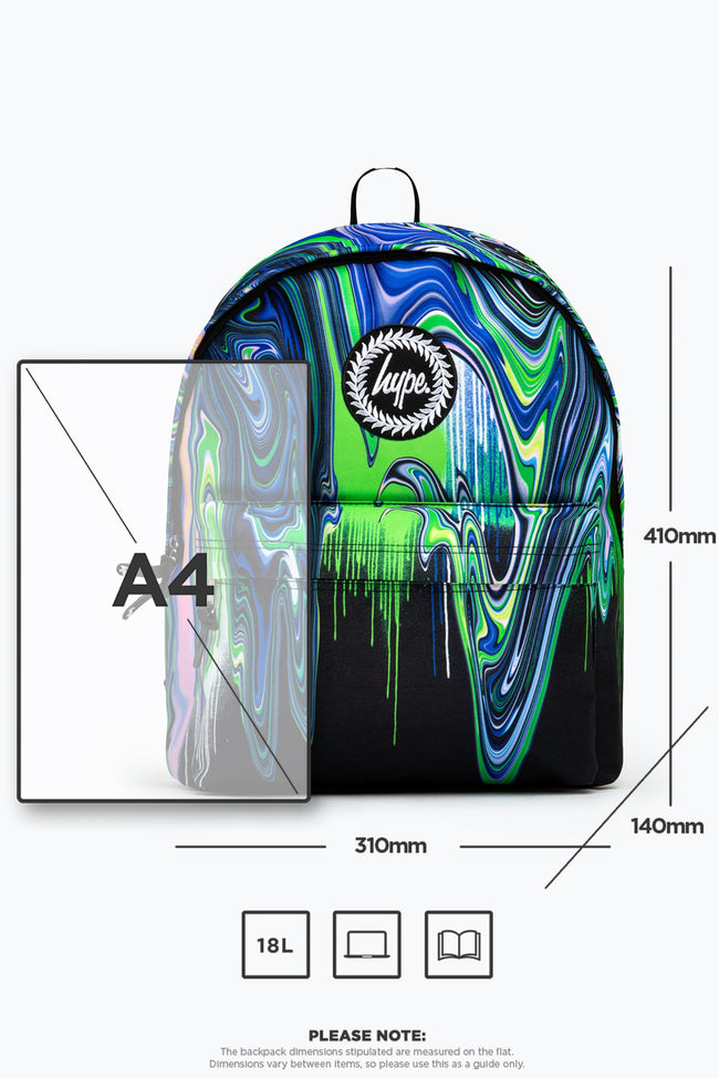 HYPE BLUE & GREEN MARBLE DRIP BACKPACK