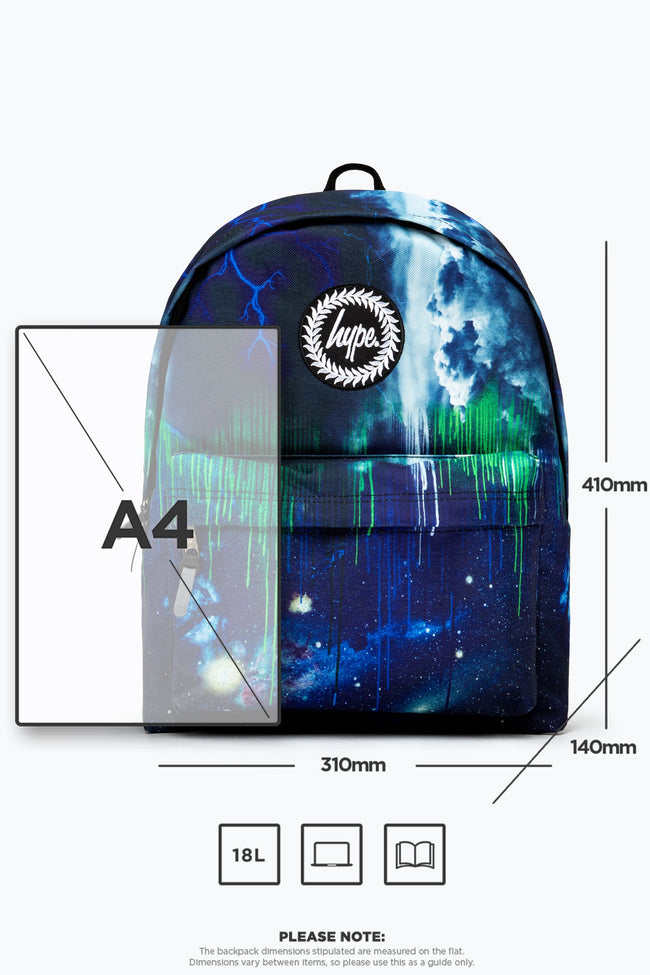 HYPE BLUE & GREEN LIGHTNING DRIP BACKPACK