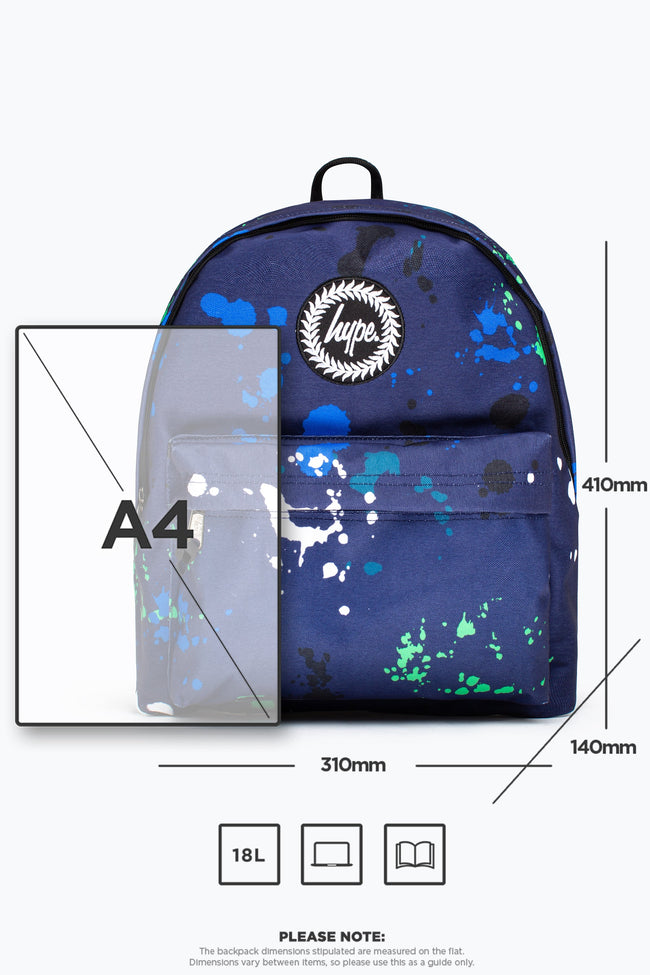 HYPE BLUE GREEN WHITE LARGE SPLAT BACKPACK