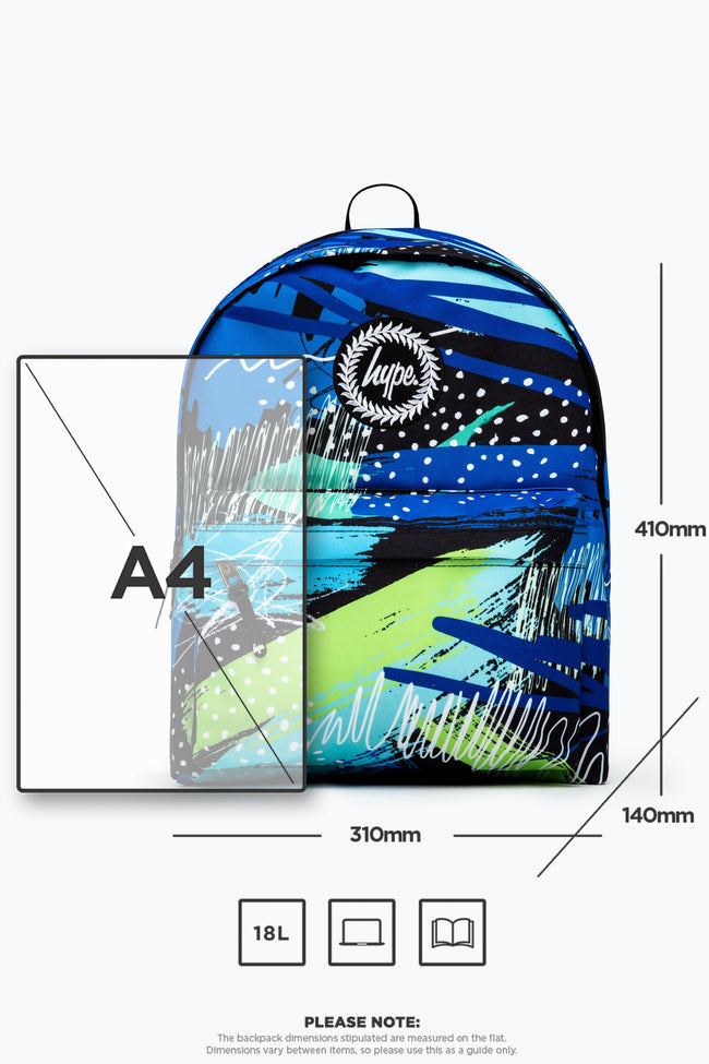 HYPE BLUE & GREEN GEO SCRIBBLE BACKPACK