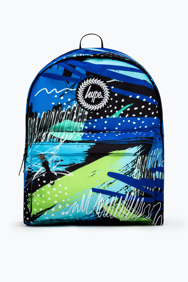 HYPE BLUE & GREEN GEO SCRIBBLE BACKPACK