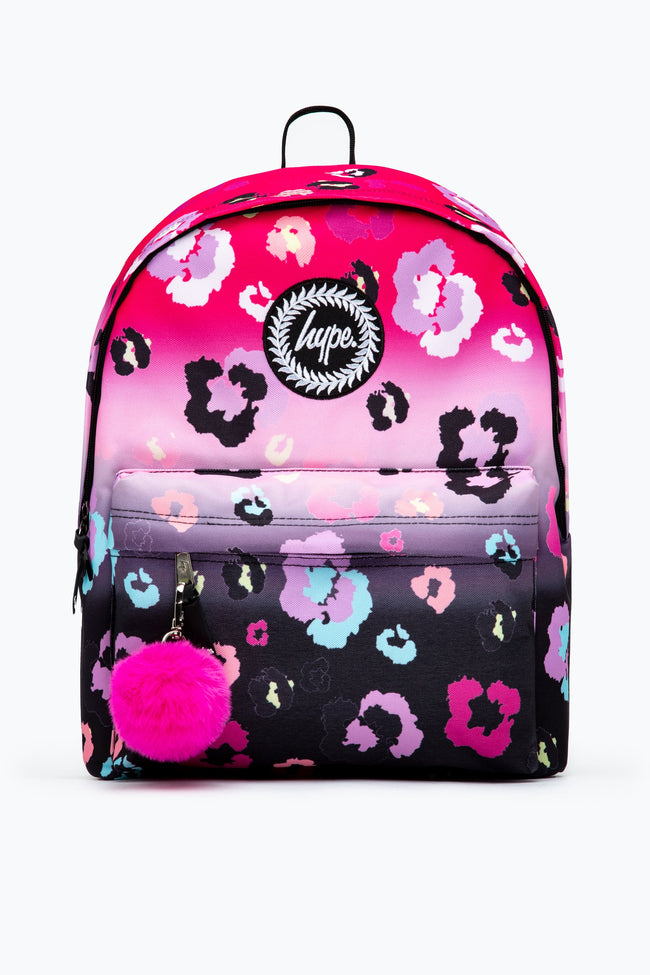 HYPE BLACK & PINK GRADIENT LEOPARD BACKPACK