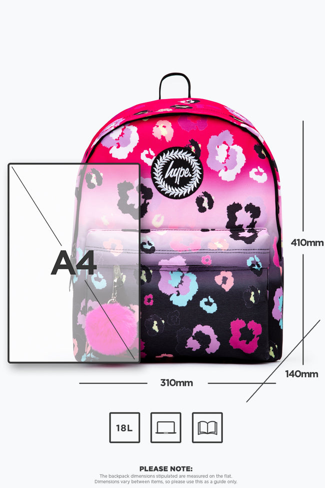 HYPE BLACK & PINK GRADIENT LEOPARD BACKPACK